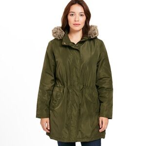 Lands End green parka coat size L